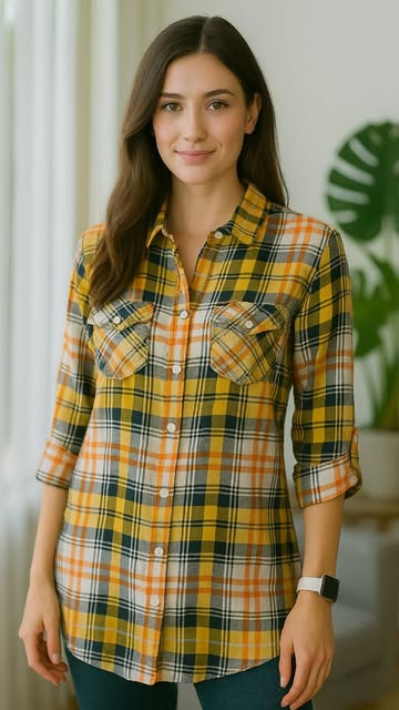 شومیز چهارخونه زنانه سایز فری ۴۰ الی ۴۲